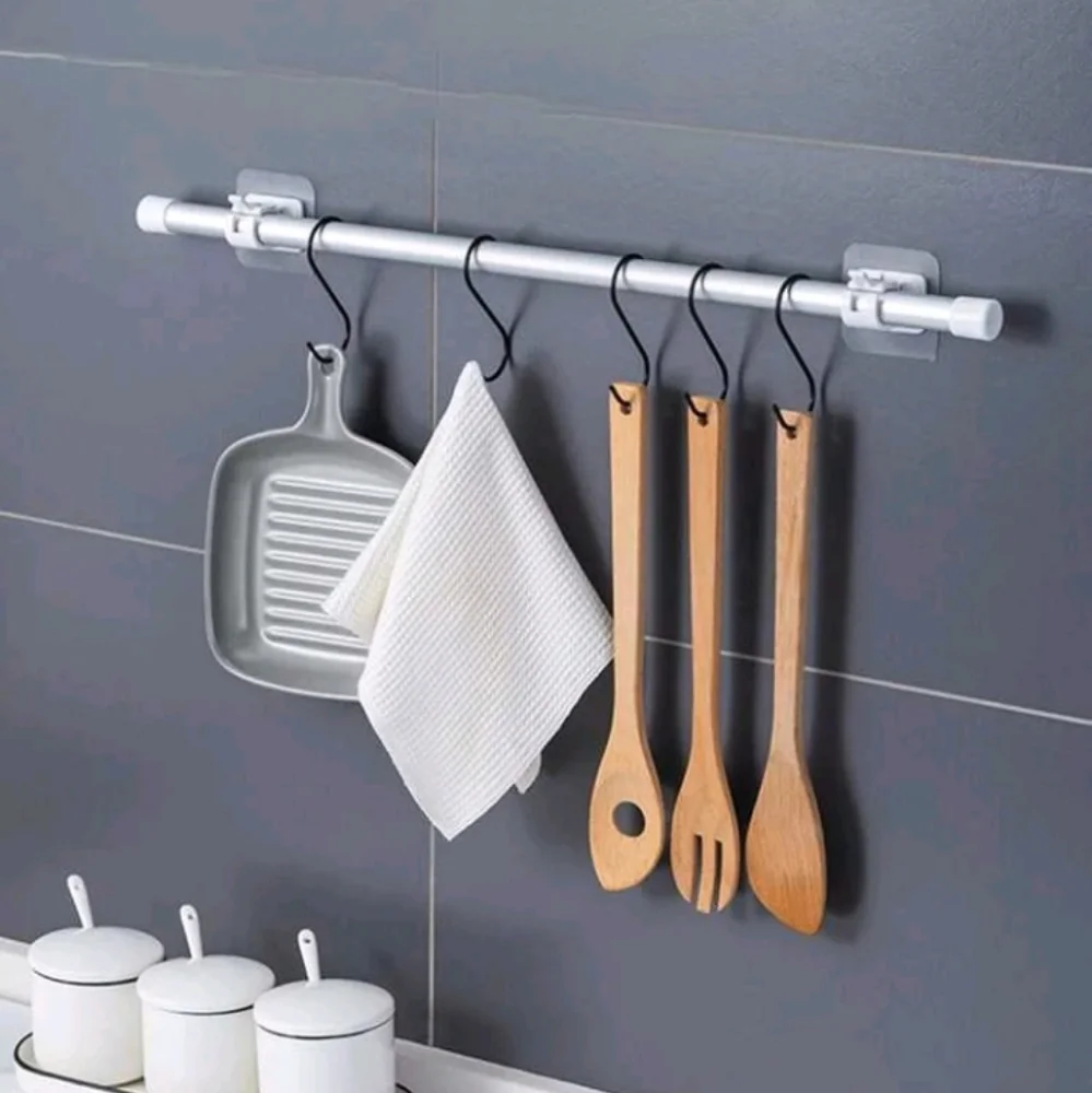 8pcs Curtain Rod Brackets,Self Adhesive Drapery Hook Holders,Nail Free Curtain l